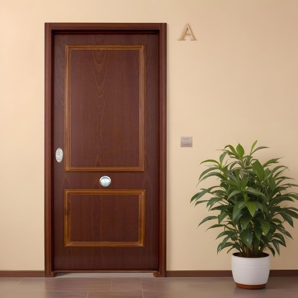 Puerta acorazada sapelly de 2 cuadros instalada en piso