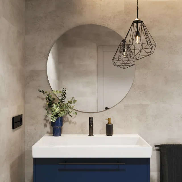 Revestimiento Pared Spc Concrete Instalado En Un Bano 01B41807