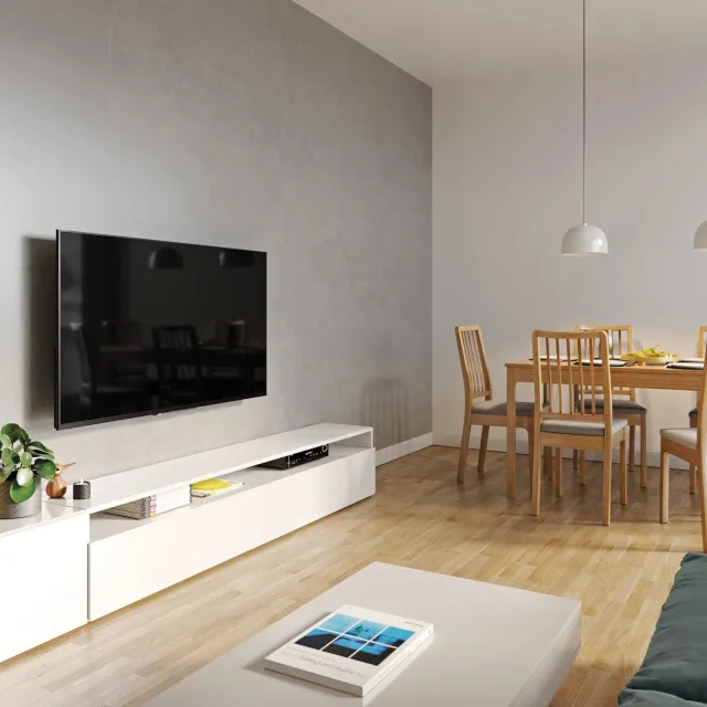 Revestimiento Pared Spc Concrete Light Instalado En Un Salon 04E286B2