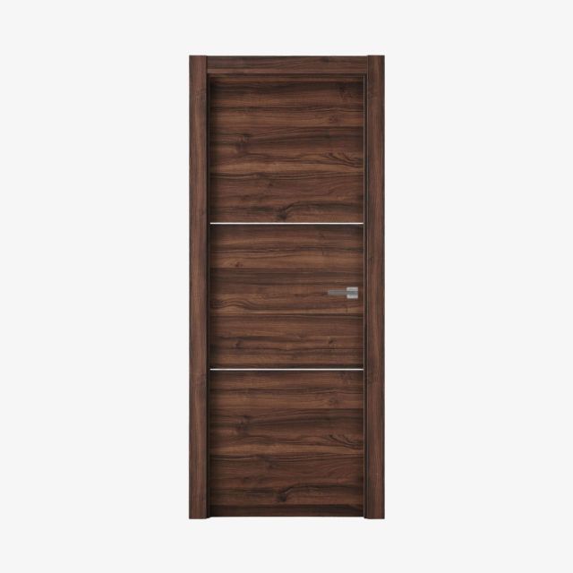 Puerta Laminada X2002 Nogal Selva Greca Blanca Vista Frontal Sobre Fondo Blanco