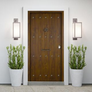 Puerta De Exterior Acorazada Rustica De Color Nogal