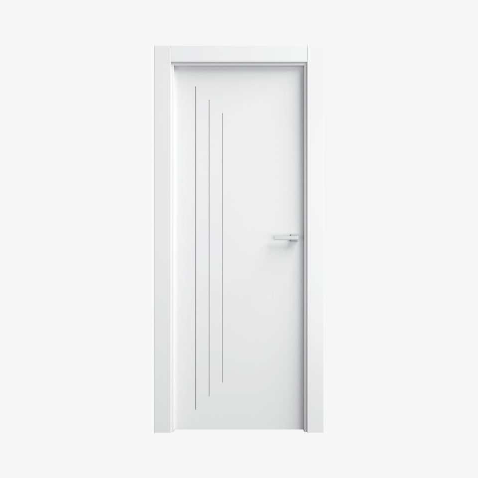 Puerta Blanca 3 Rayas Verticales Decorativas, Ideal Para Interiores Modernos Y Ambientes Minimalistas