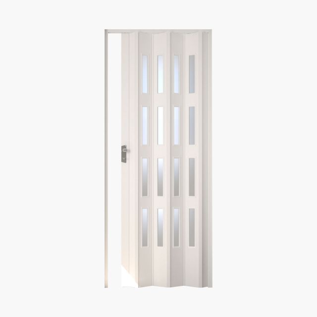 Puerta Plegable Pvc Blanca Con Cristal