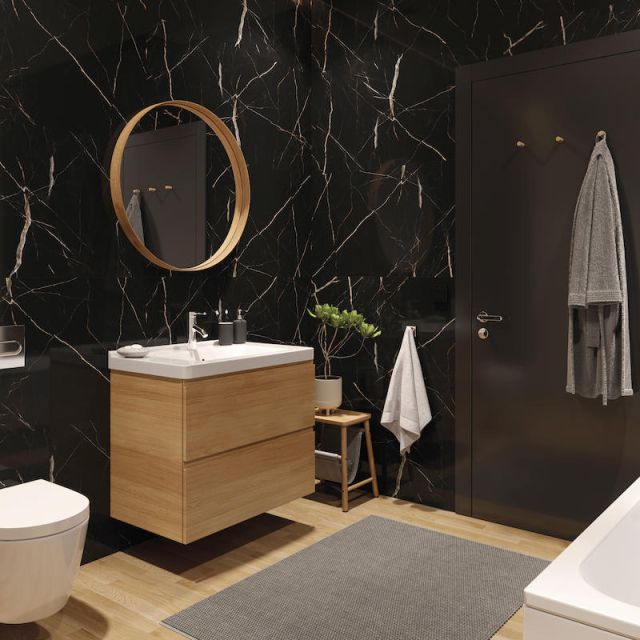 Revestimiento Pared Spc Calacatta Black Instalado En Una Habitacion B04F3C69