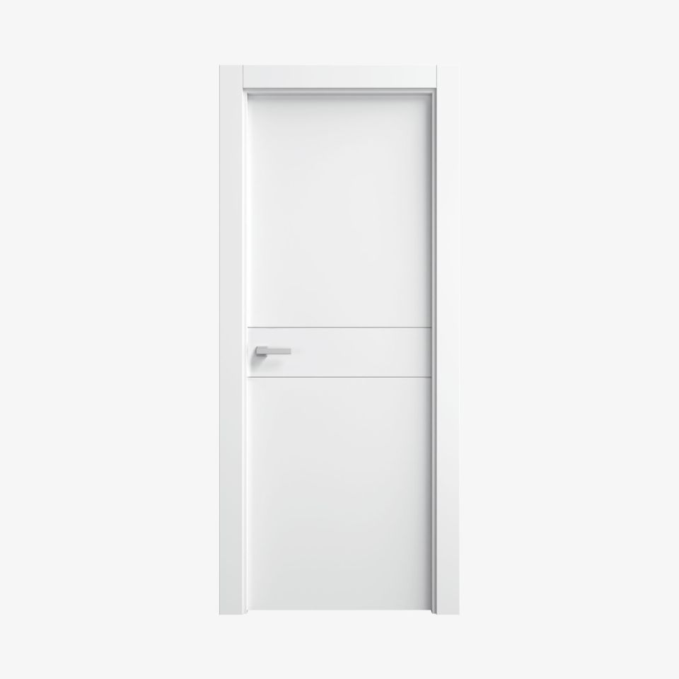 Puerta Lacada Blanca 2 Rayas Horizontales En Block Maciza Mod. Tb802
