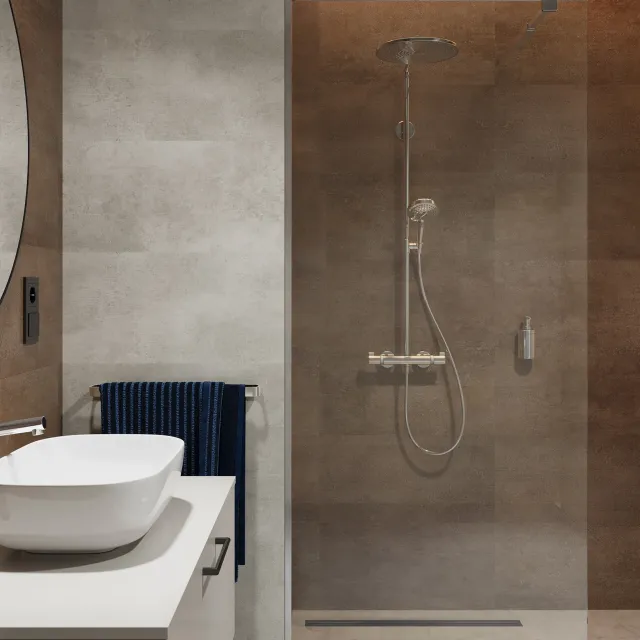 Revestimiento Pared Spc Concrete Rusty Instalado En Un Bano E4Cc3B0E