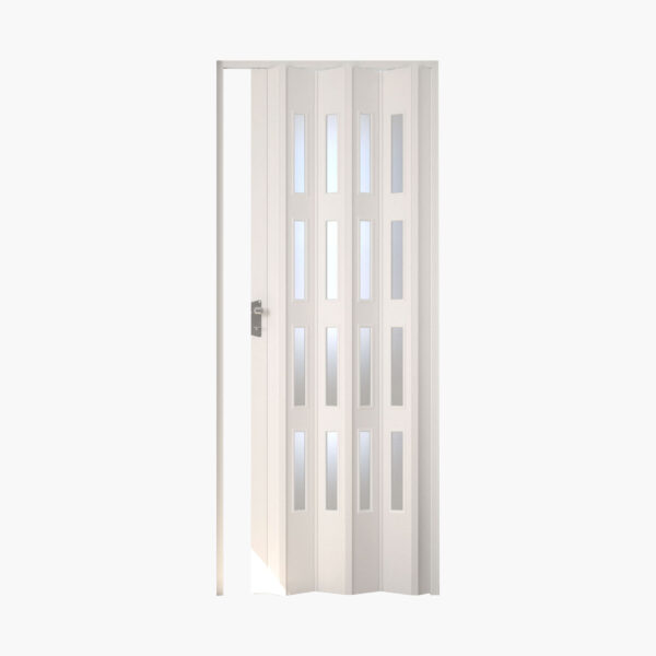 Puerta Plegable Pvc Blanca Con Cristal