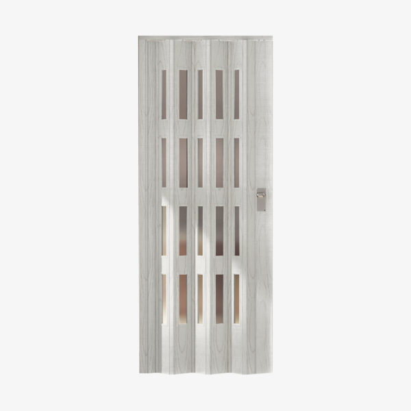 Puerta Plegable Pvc Blanco Vetas Con Cristal