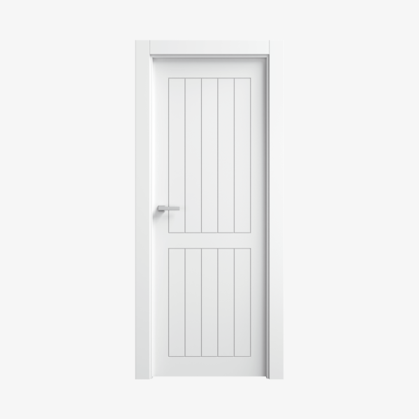 Puerta Blanca Rústica En Block Maciza Mod. Tb854