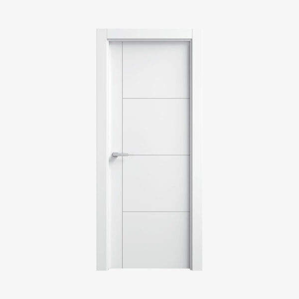 Puerta Lacada Blanca En Block Maciza 4 Cuadros Mod. Tb814