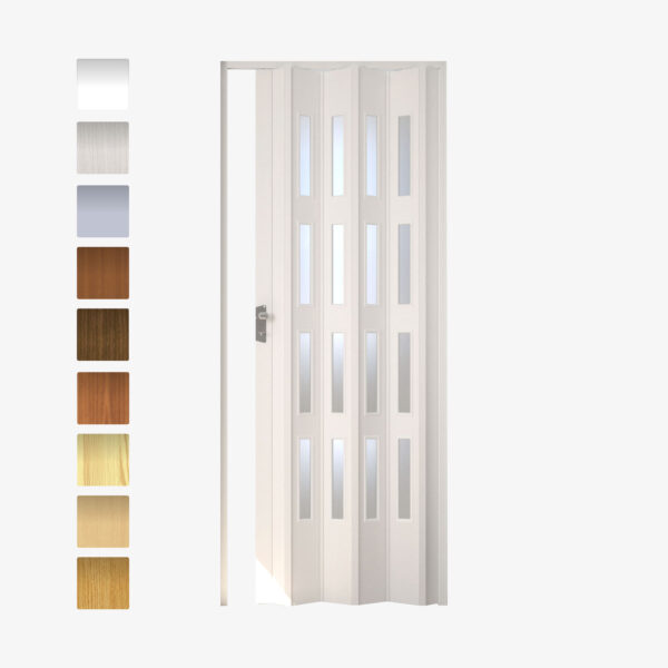 Puerta Plegable De Pvc Con Cristal A Medida (Varios Colores)