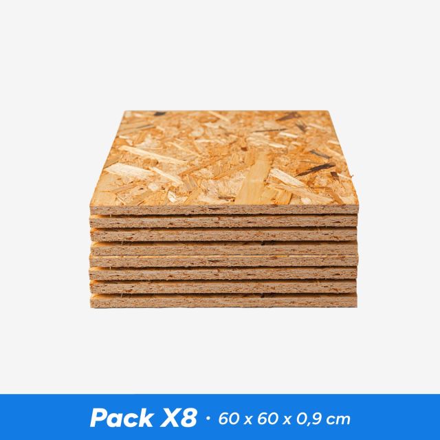 Pack 8 tableros OSB3 60x60x0,9 cm