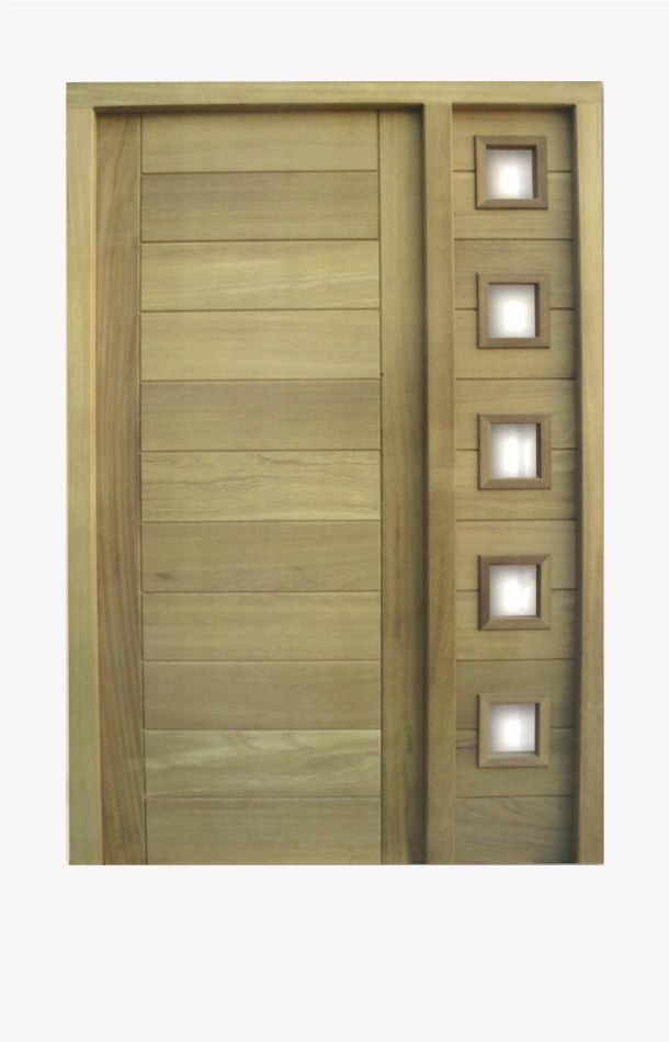 puerta de madera exterior con fijo lateral 
