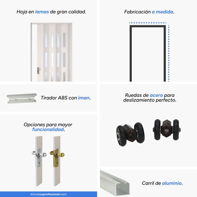 características principales de una puerta plegable pvc blanca con cristal