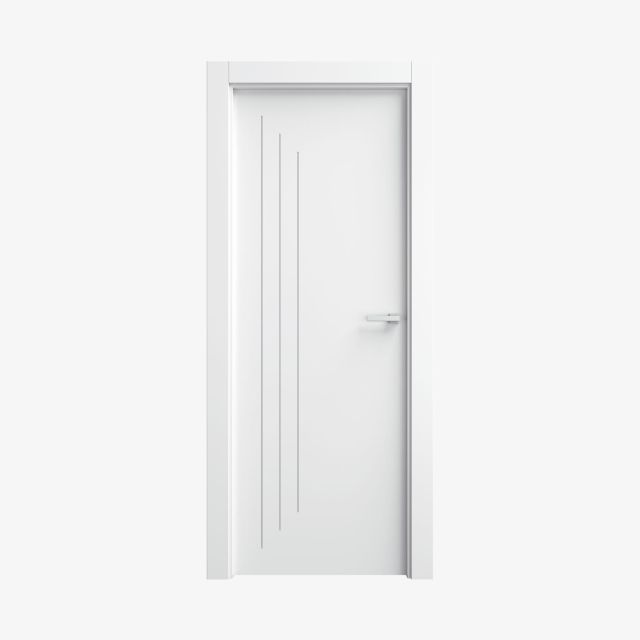 Puerta blanca 3 rayas verticales decorativas, ideal para interiores modernos y ambientes minimalistas