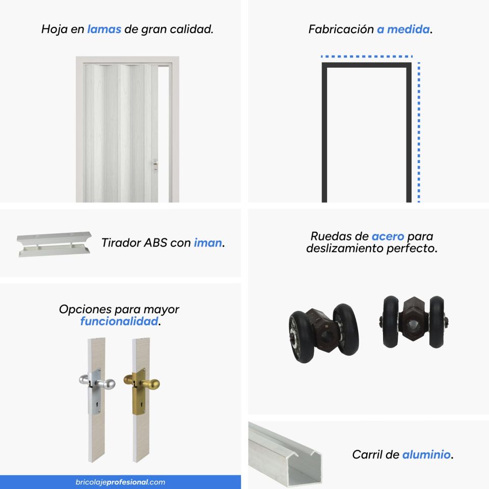Características principales de la puerta plegable blanco vetas