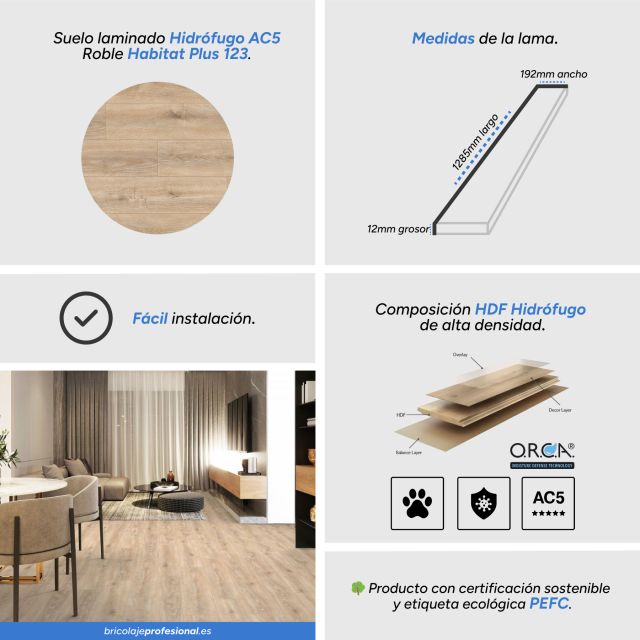 Características-Suelo-Laminado-Hidrófugo-AC5-12mm-Hábitat-Plus-Roble-123