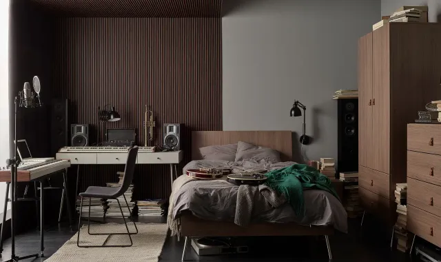 linerio s-line mocca instalado en una habitación de un músico