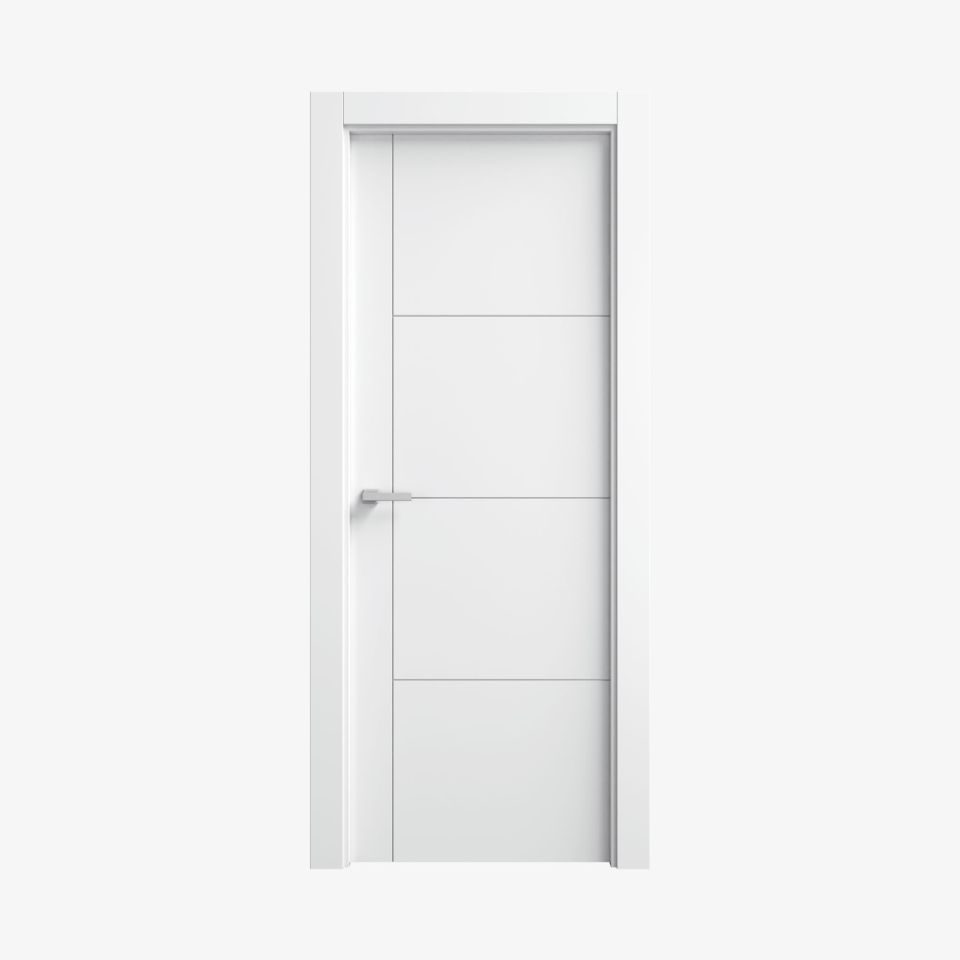 Puerta lacada blanca en block maciza 4 cuadros mod. TB814