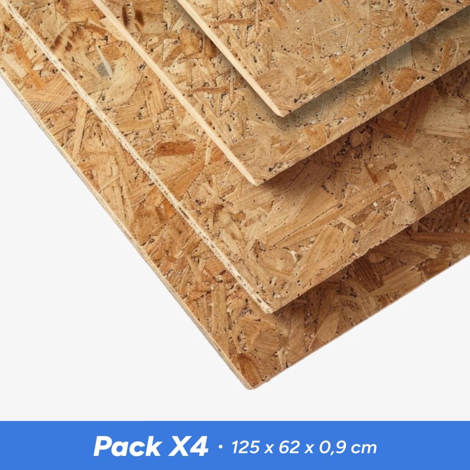 Pack 4 tableros OSB3 125x62x0,9cm
