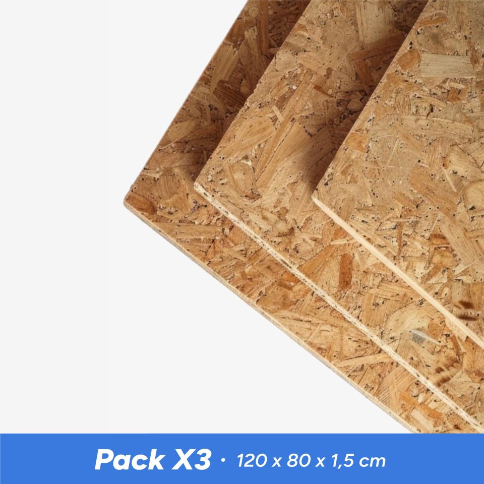 Pack 3 tableros OSB 120 x 80 x 1,5 cm