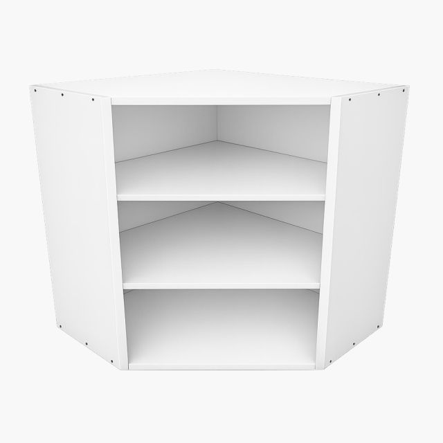 Mueble alto de cocina rinconera chaflán de 70x63x63cm con estantes interiores y diseño en esquina para aprovechar el espacio