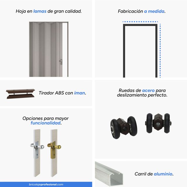 Características principales de la puerta plegable gris