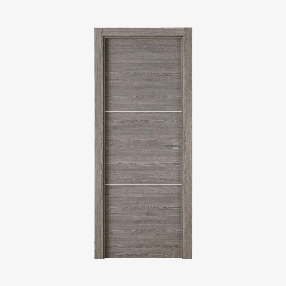 puerta laminada X2002 Zenic Greca Blanca Perciber vista frontal con diseño horizontal en acabado zenic gris