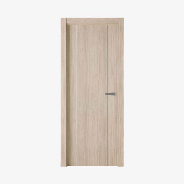 Puerta Laminada En Roble Arena Con Greca Negra Modelo G1006 Perciber