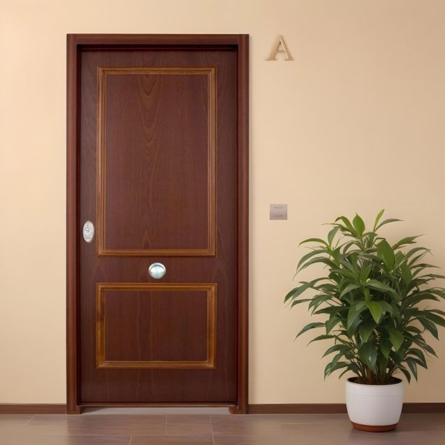Puerta acorazada sapelly de 2 cuadros instalada en piso