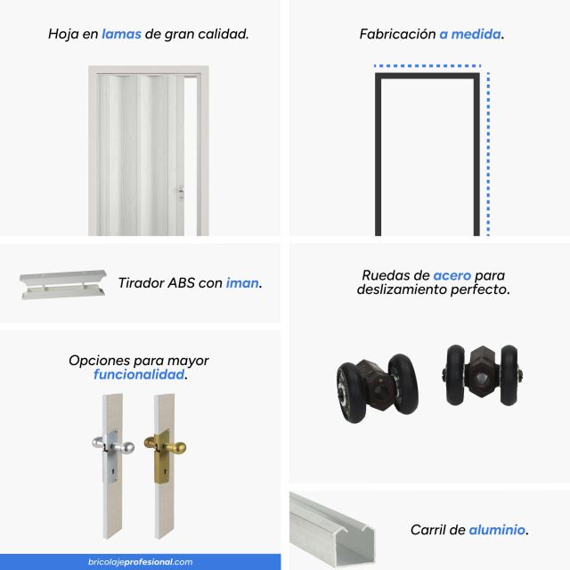 Características principales de la puerta plegable blanco vetas