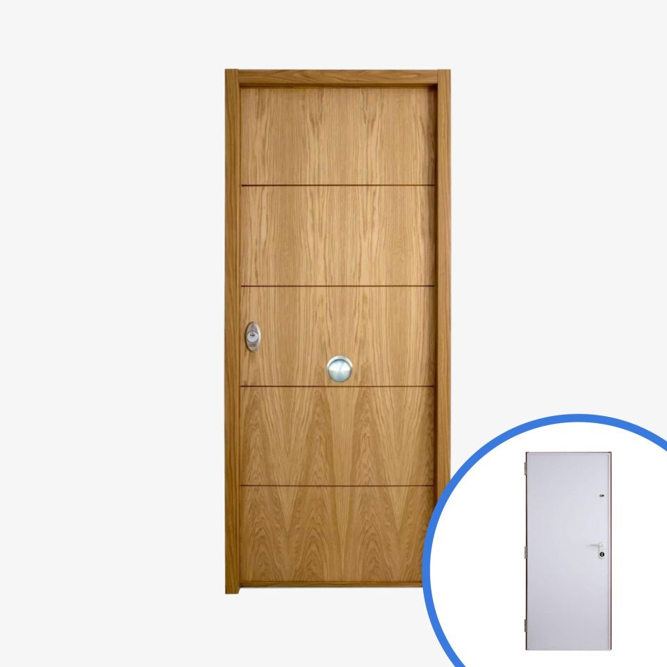 Puerta acorazada Lucerna en acabado madera roble