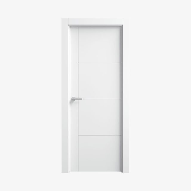 Puerta lacada blanca en block maciza 4 cuadros mod. TB814