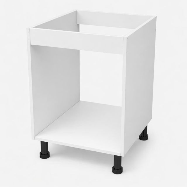 Mueble fregadero de cocina blanco de 70x50x58 cm, estructura abierta con patas regulables para instalación bajo fregadero
