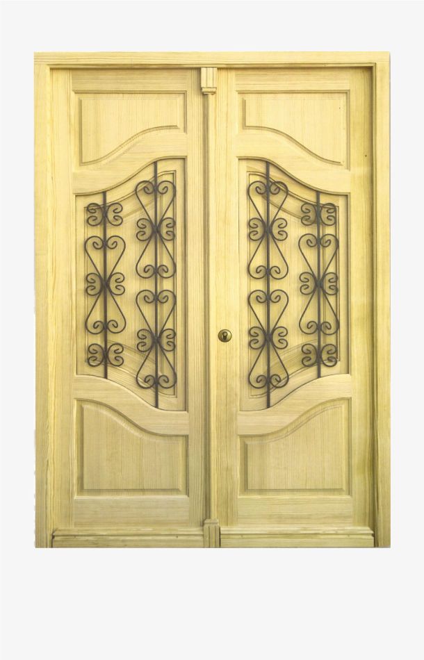 puerta doble para exteriores de madera con detalles clásicos
