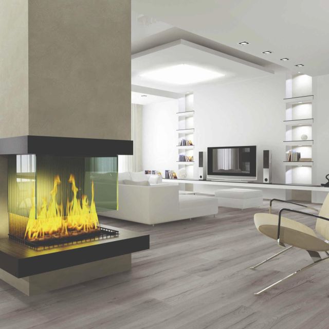 suelo laminado advanced roble century gris instalado en un salón 4175