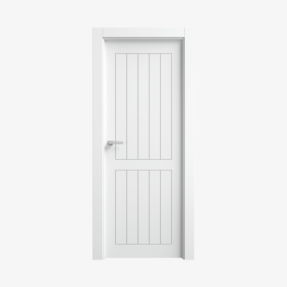 Puerta blanca rústica en block maciza mod. TB854