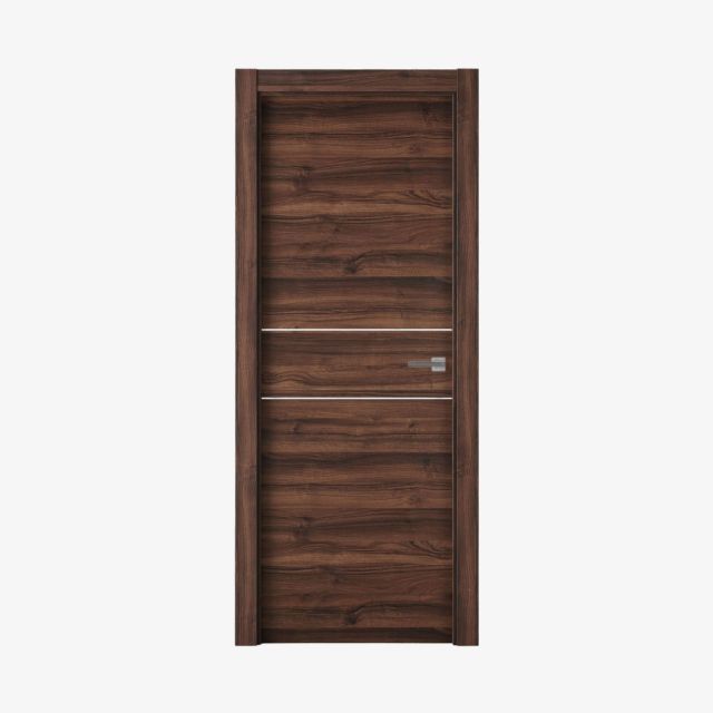 Puerta Laminada X2001 Nogal Selva Con Greca Blanca En Acabado Nogal Selva Perciber