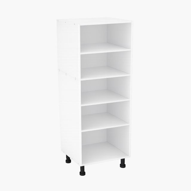 Mueble columna de cocina despensero blanco con estantes interiores y patas regulables de 220cm de alto