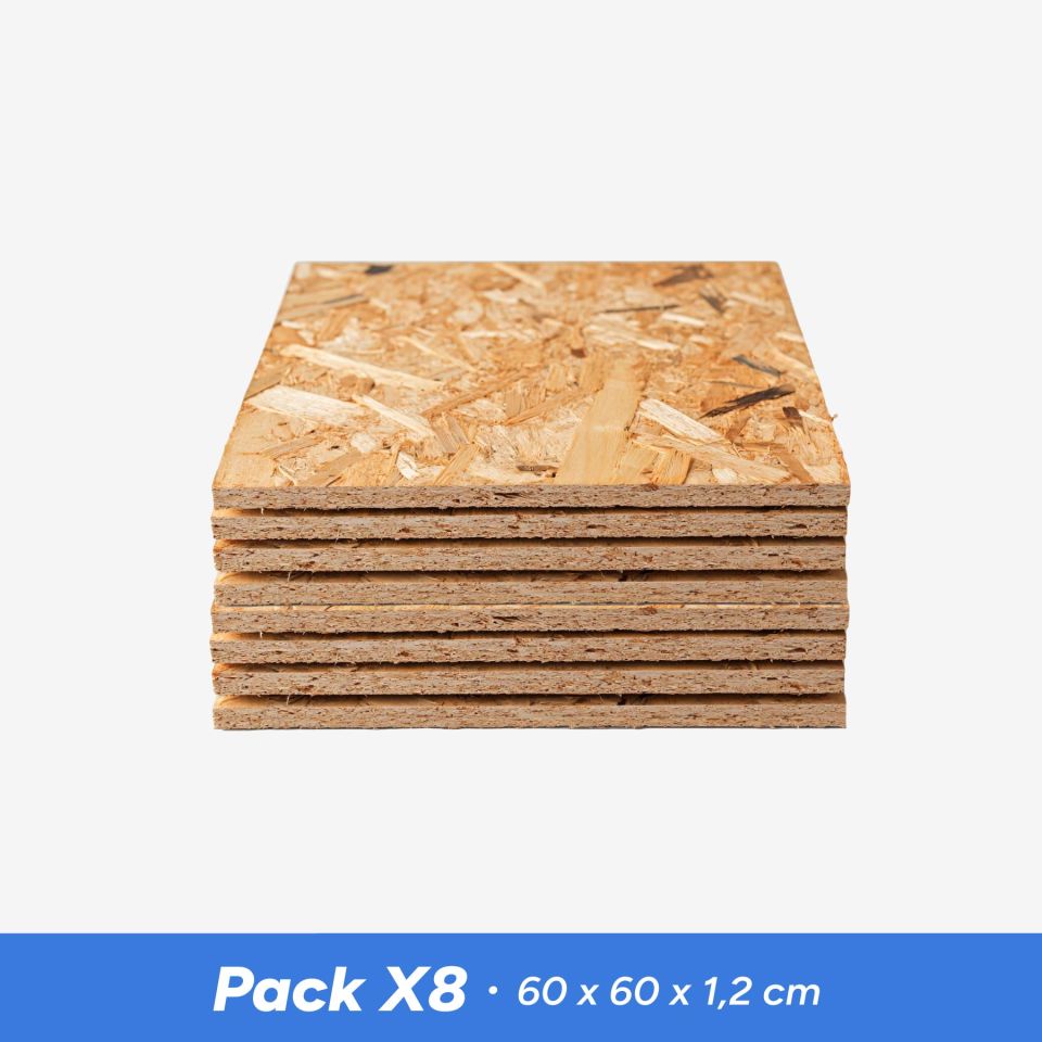 Pack 8 tableros OSB3 60x60x1,2cm