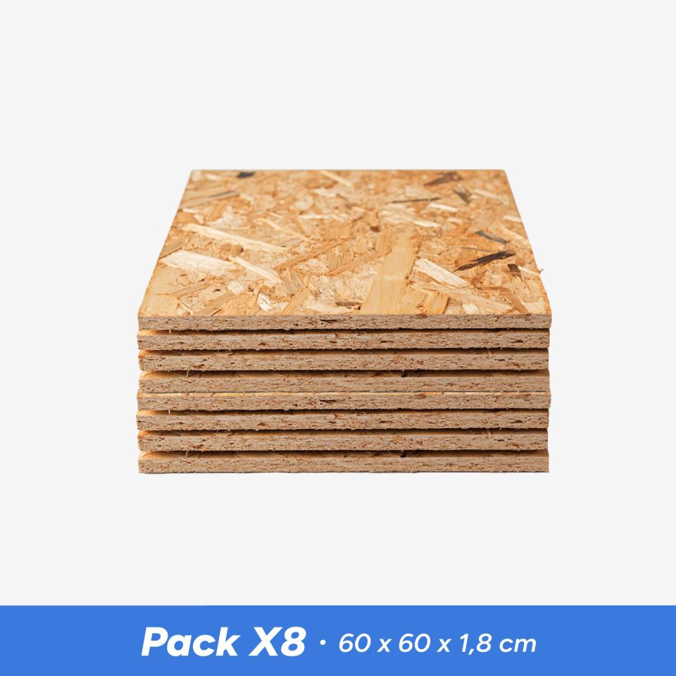 Pack 8 tableros OSB3 60x60x1,8cm