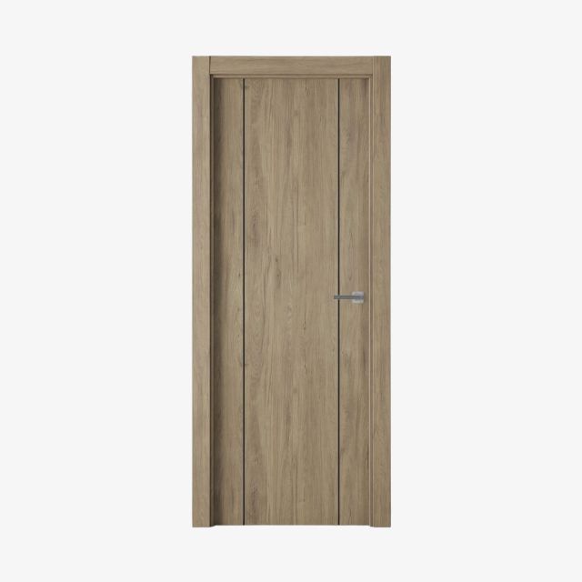 Puerta Laminada G1006 Roble Urban Con Greca Negra Perciber En Fondo Blanco