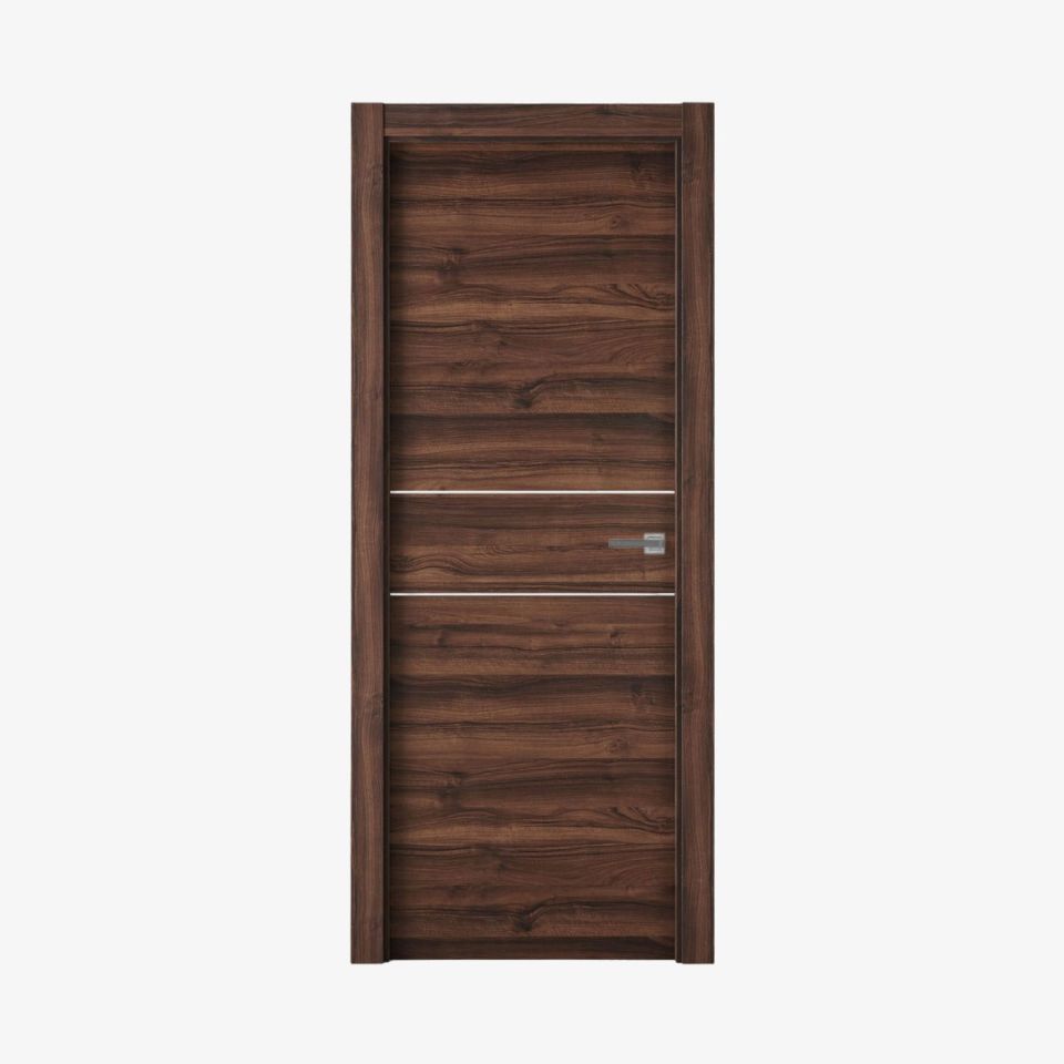 puerta laminada x2001 nogal selva con greca blanca en acabado nogal selva perciber
